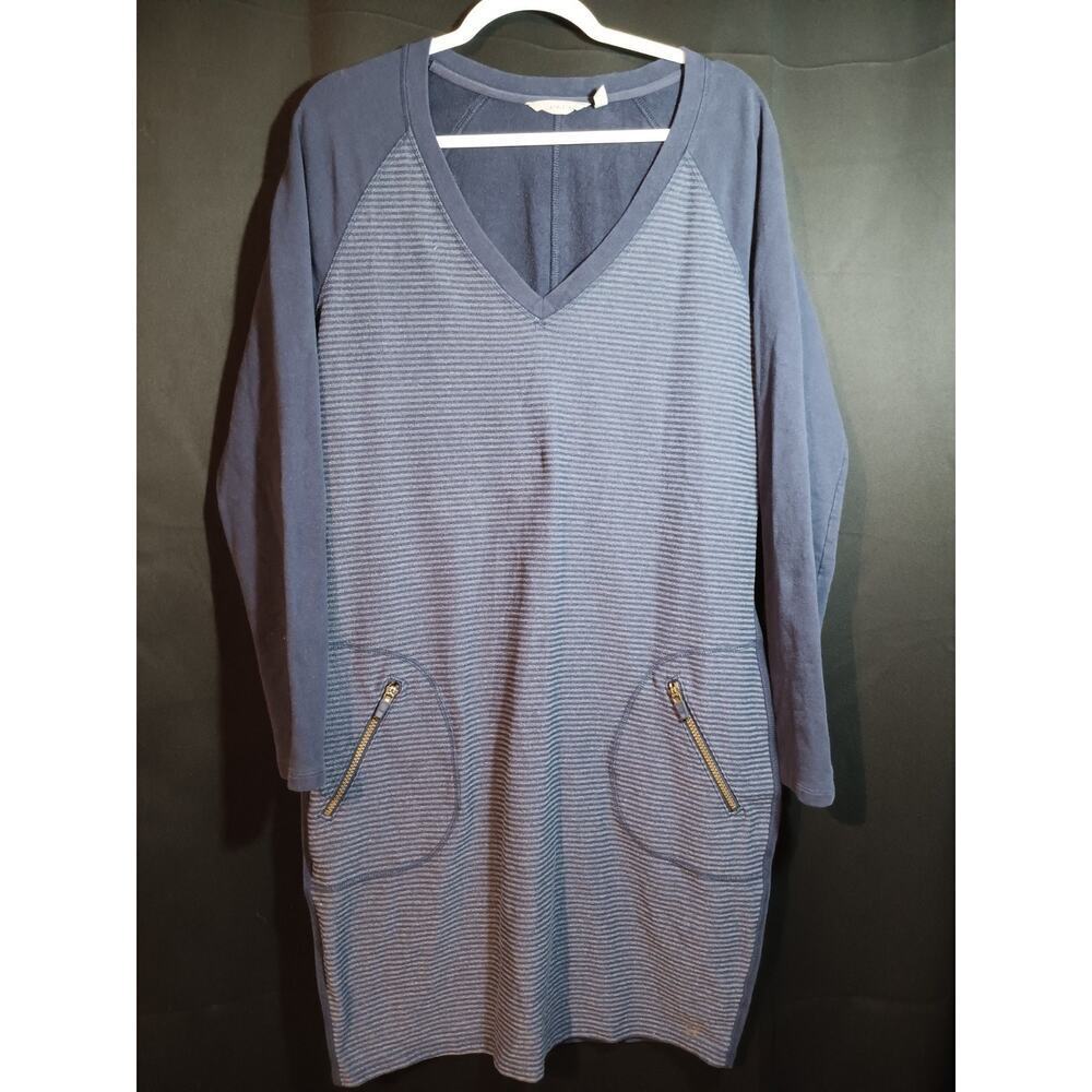 Athleta Women’s Medium Tall Enchanted Blue Stripe Long Sleeve Sweater Dress MT